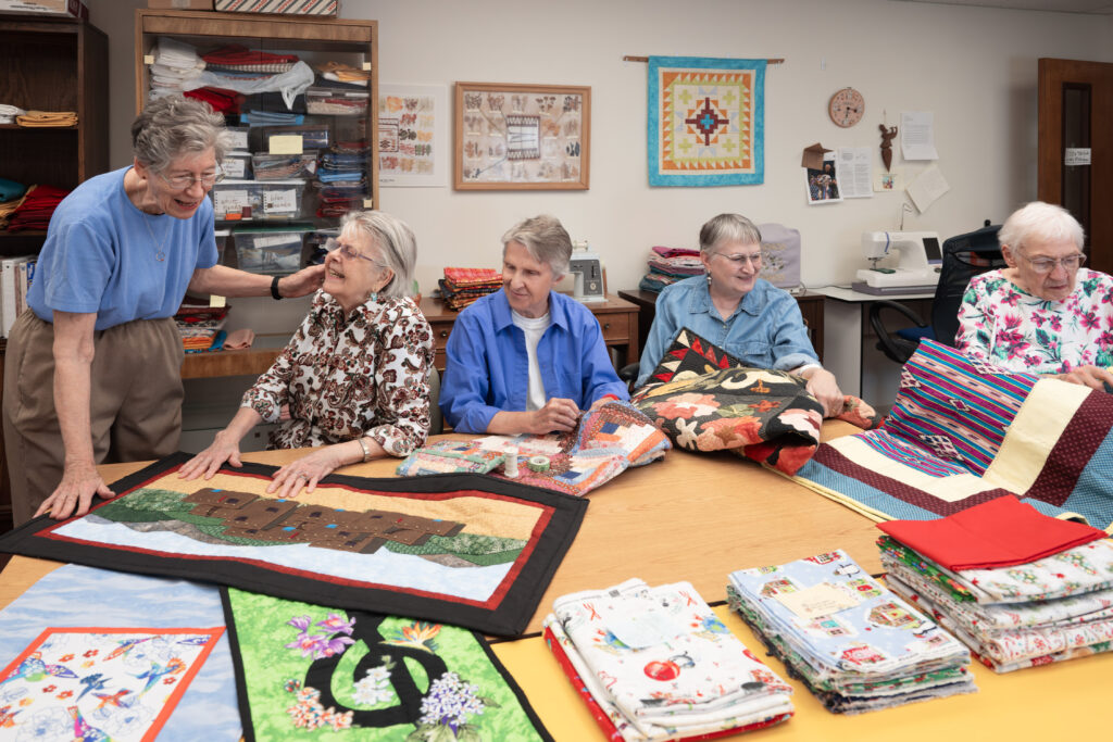 Resident Quilters in the craft room